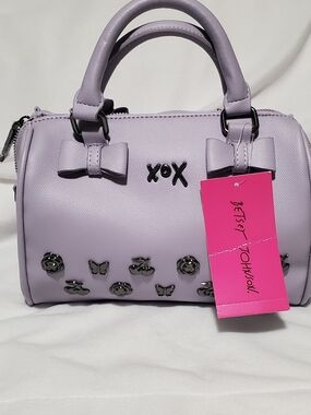Betsey Johnson Lavender Mini Satchel with Bow and XOX Accents
